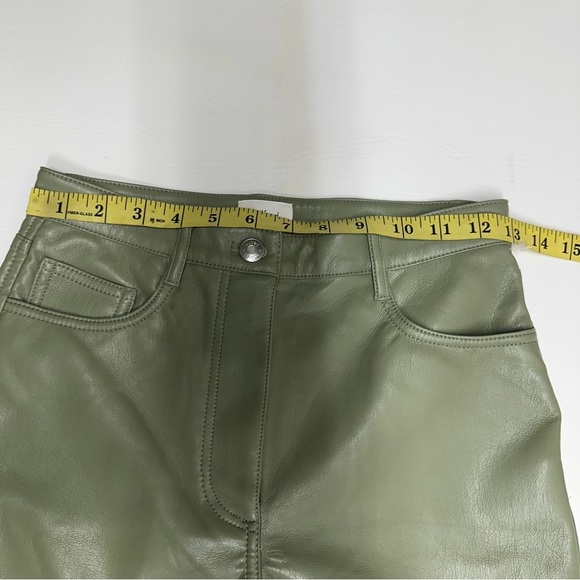 Wilfred Olive Green Straight Leg Pants faux leather sz 2 - Picture 6 of 13